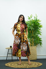 Robe chemise imprimée à fleurs abstraites