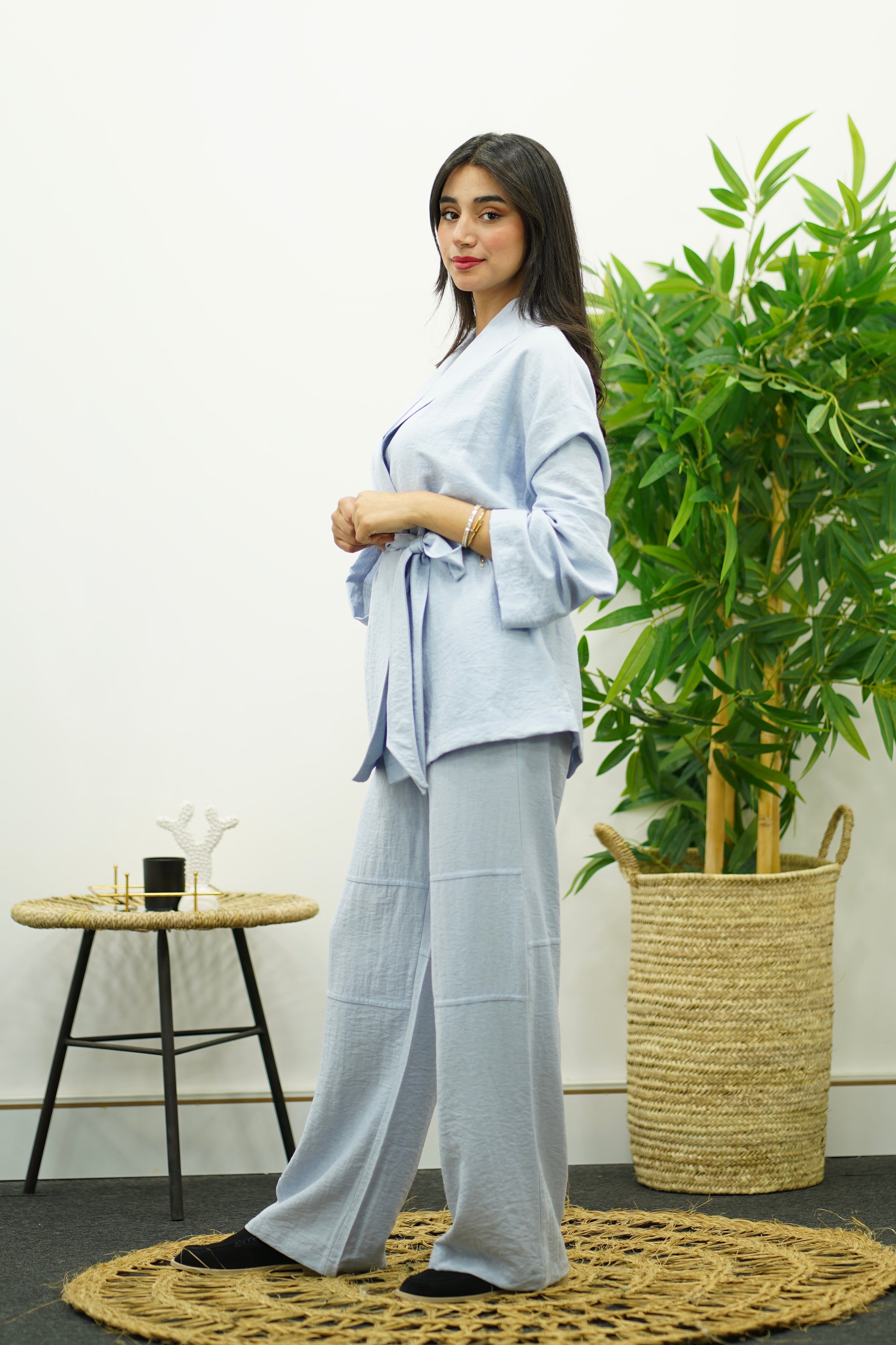 Ensemble Fluide Style Kimono - bleu ciel