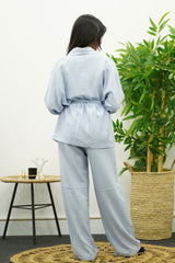 Ensemble Fluide Style Kimono - bleu ciel