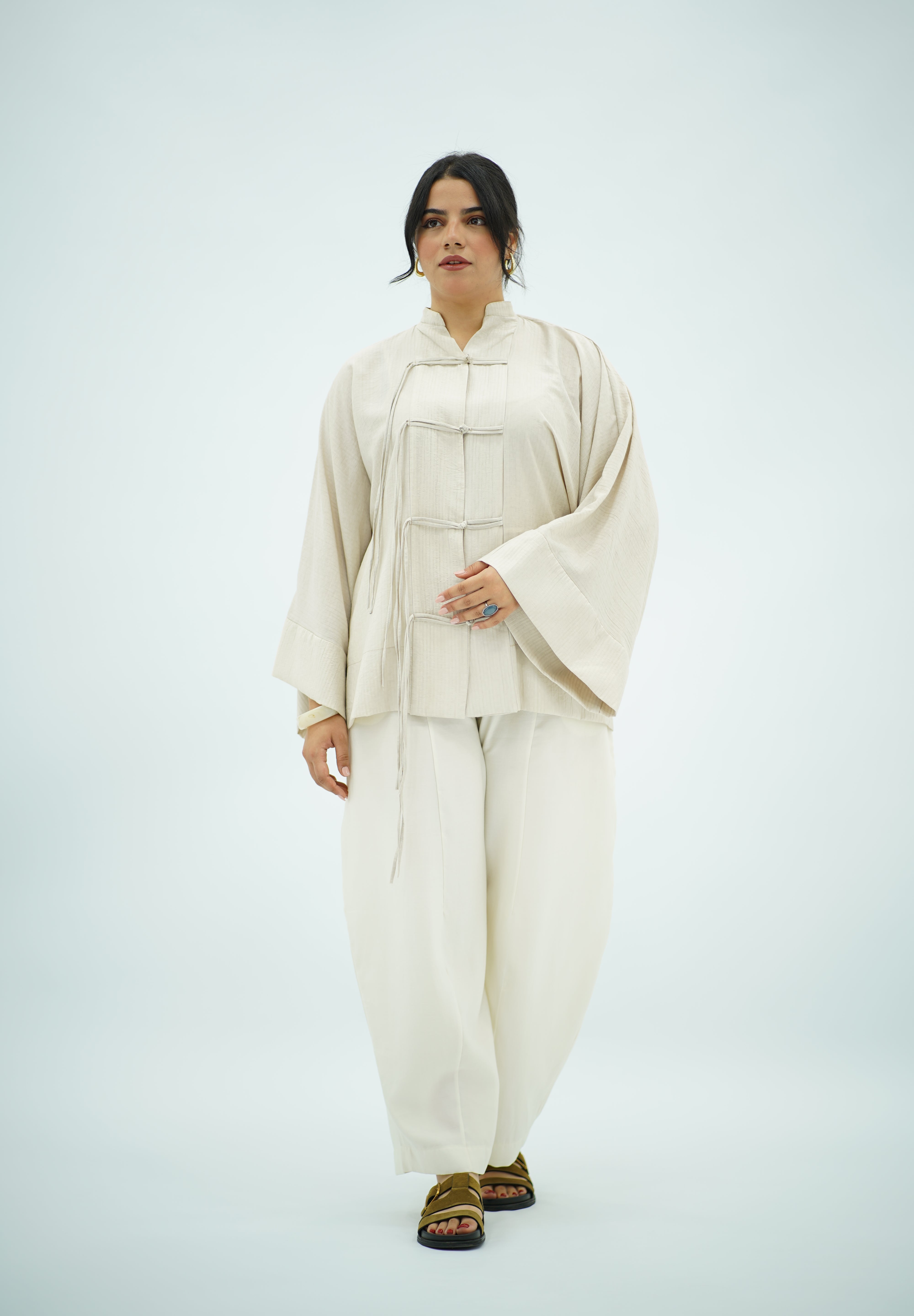 Chemise à noeud écru