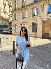 Gilet sans manches ceinturé – bleu ciel