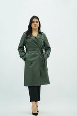 Trench Coat en Similicuir Kaki