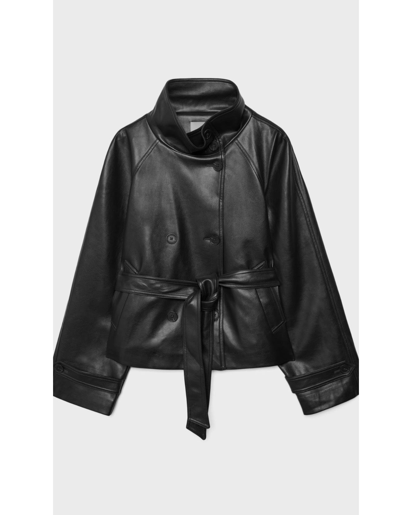 TRENSH COL MANTANT SIMILICUIR - NOIR
