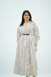 Robe Longue Chemise à Pois
