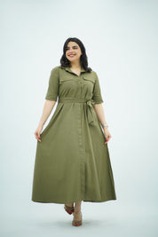 Robe en popeline Vert Kaki