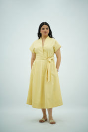 Robe en Popeline Jaune pastel