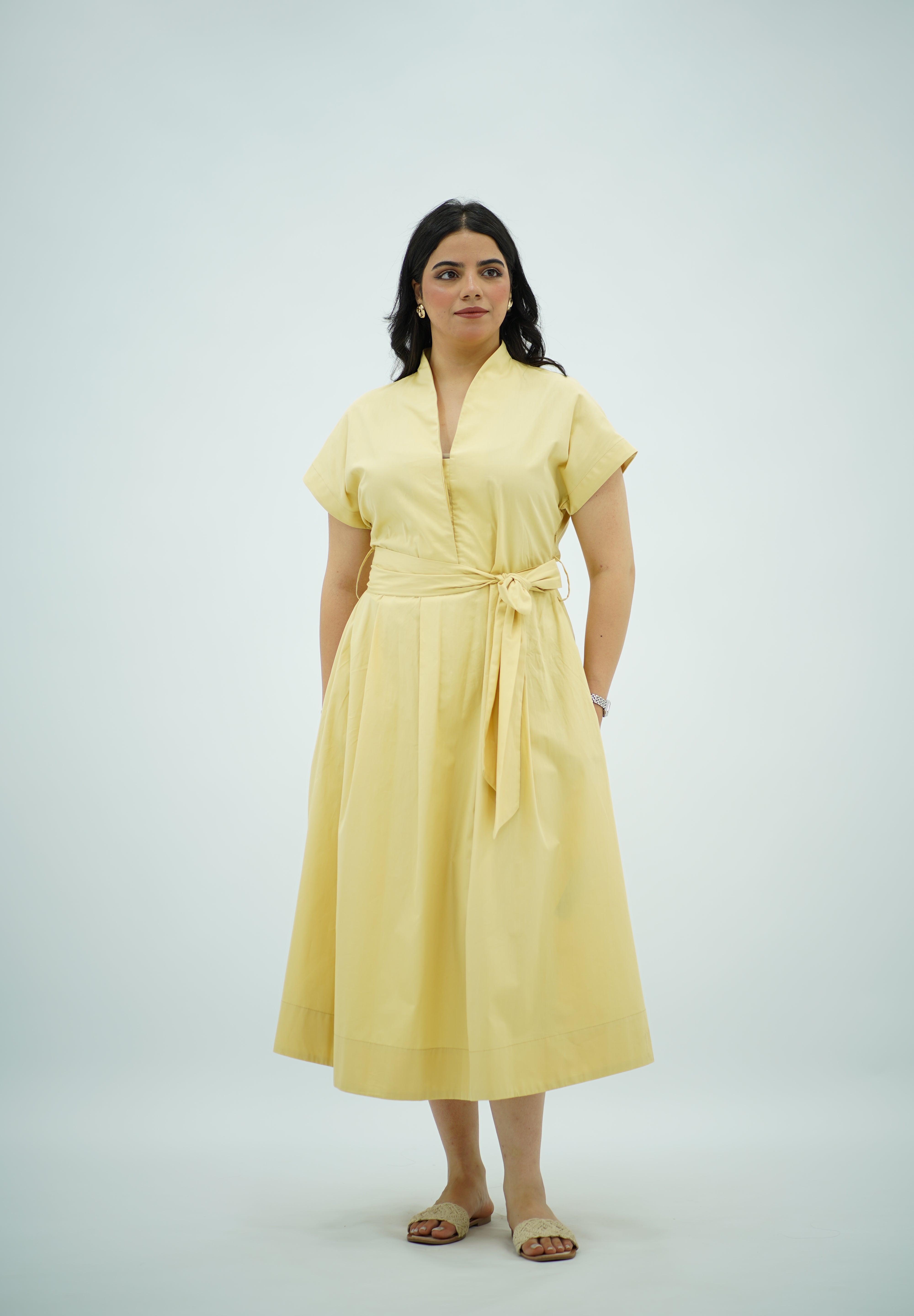 Robe en Popeline Jaune pastel
