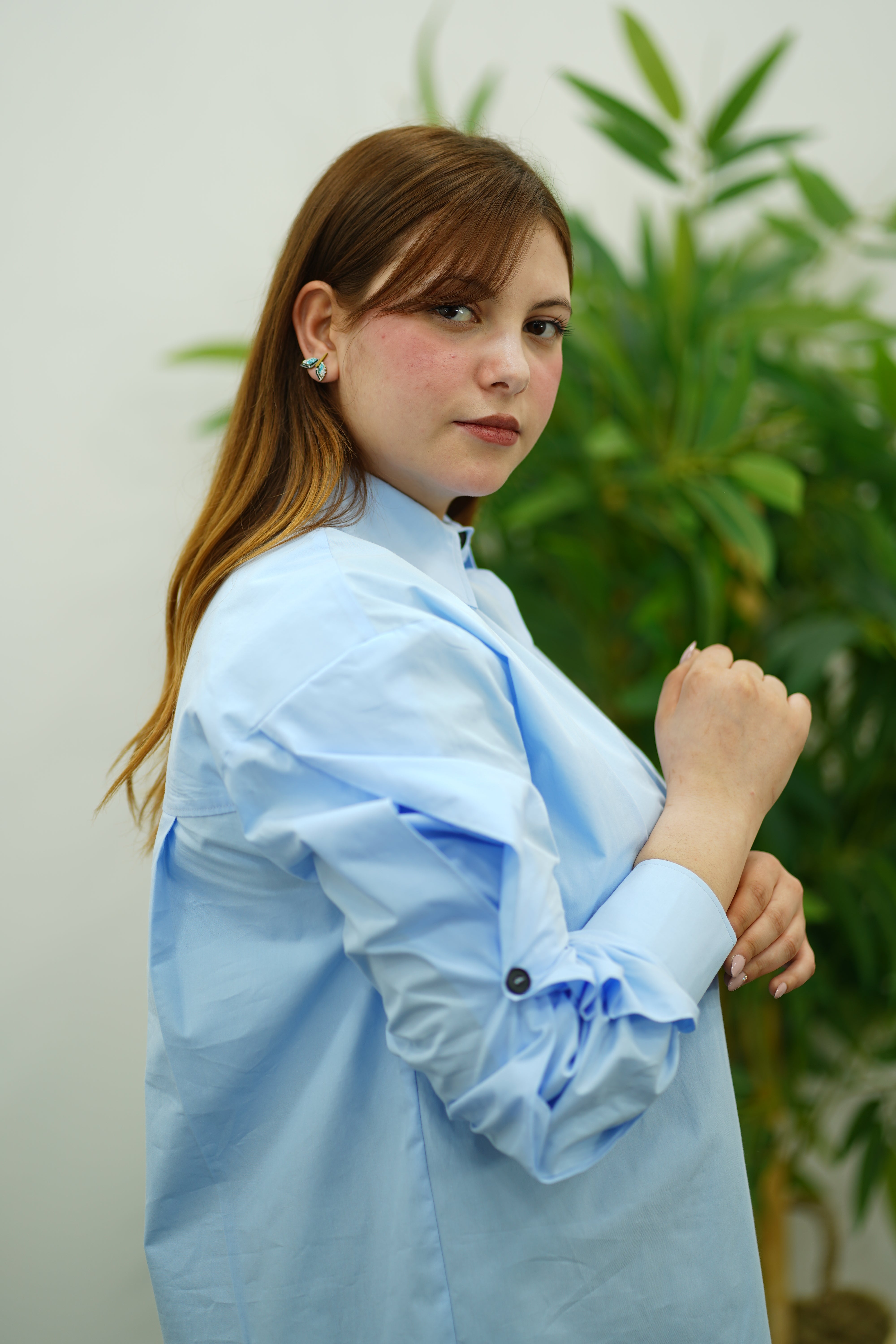 Chemise en popeline bleu ciel