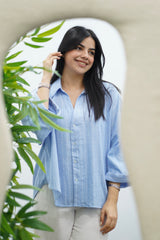 Chemise Oversize en Lin Rayé