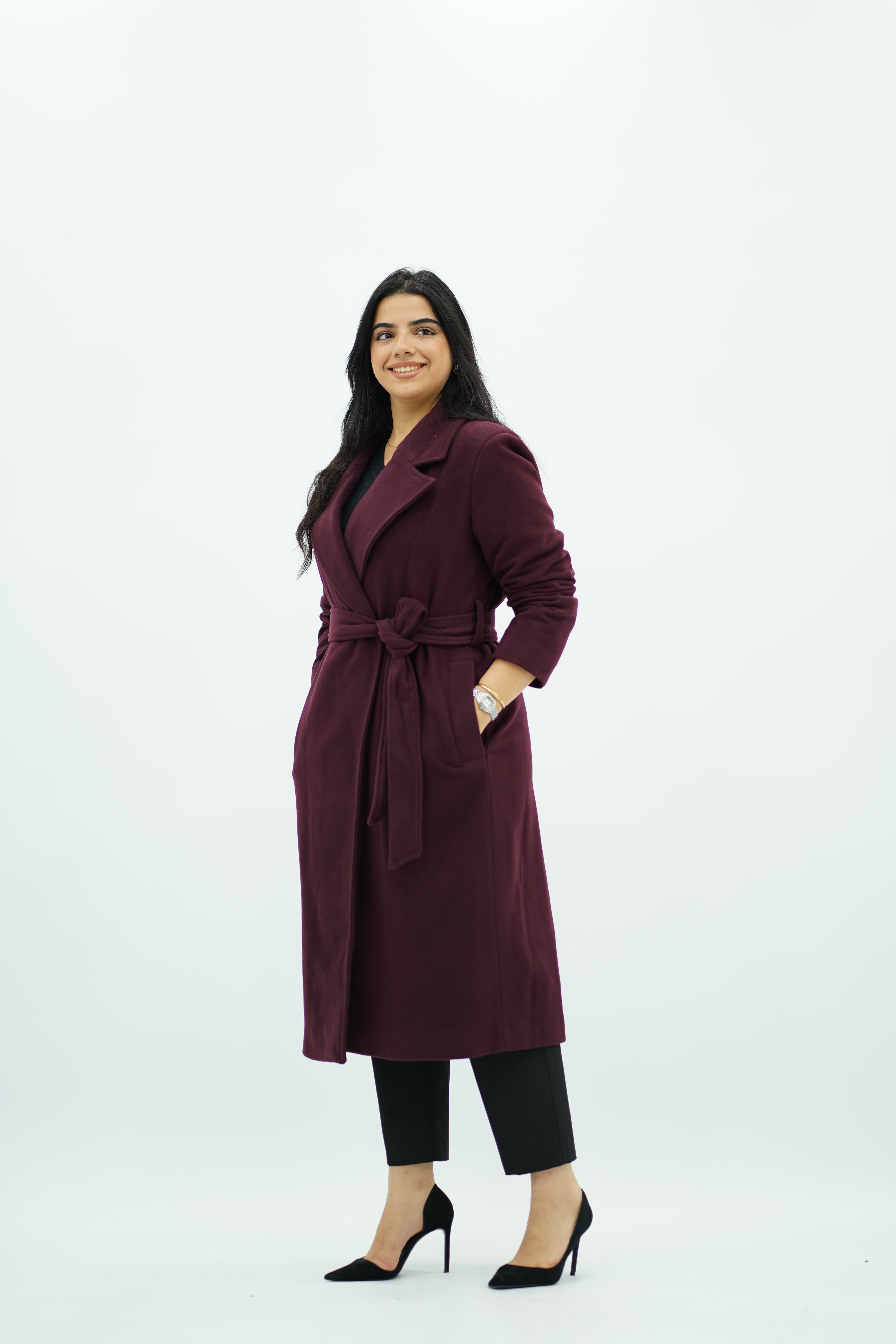 Manteau ajusté avec ceinture