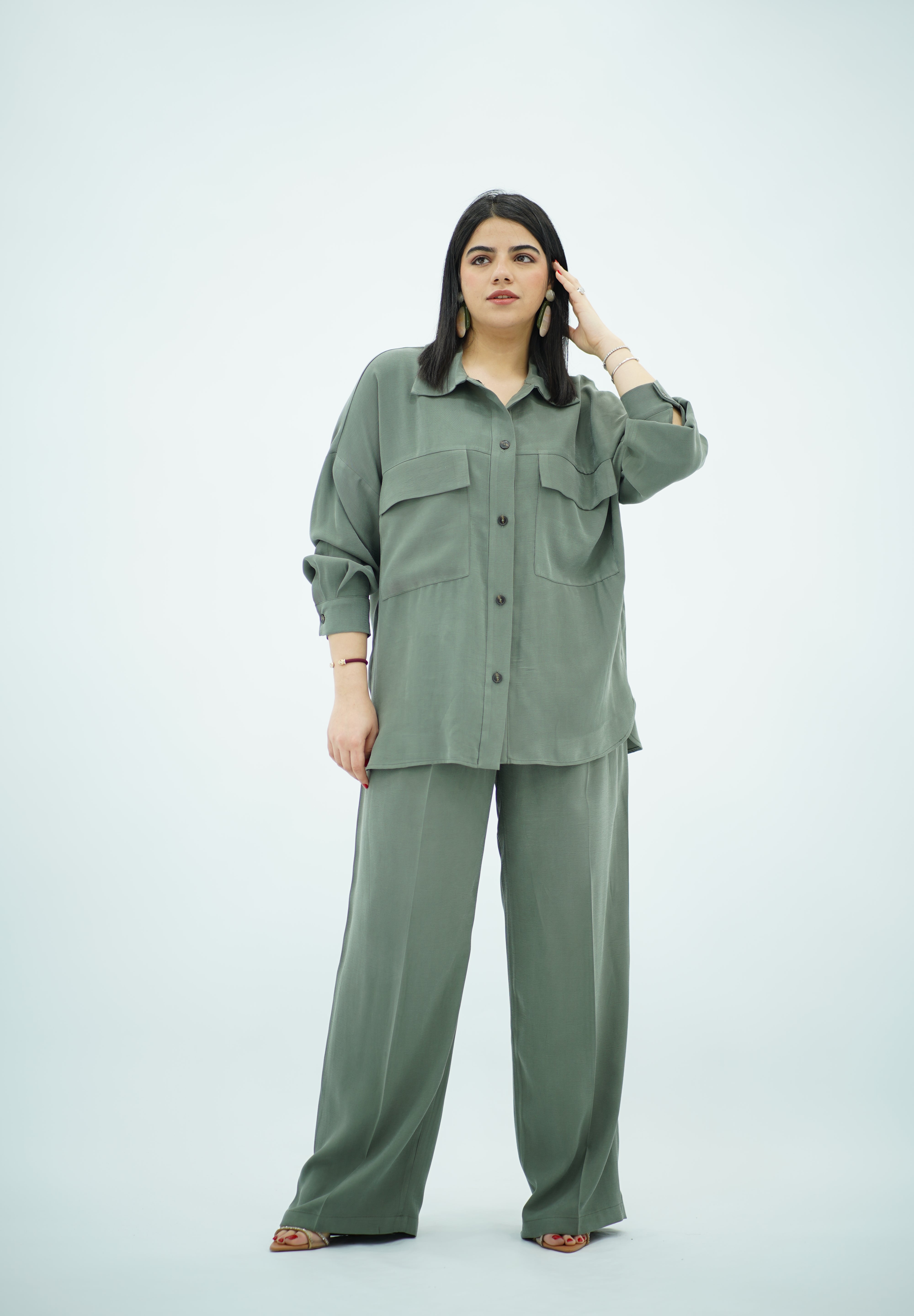 Ensemble Vert militaire Matière Tencel