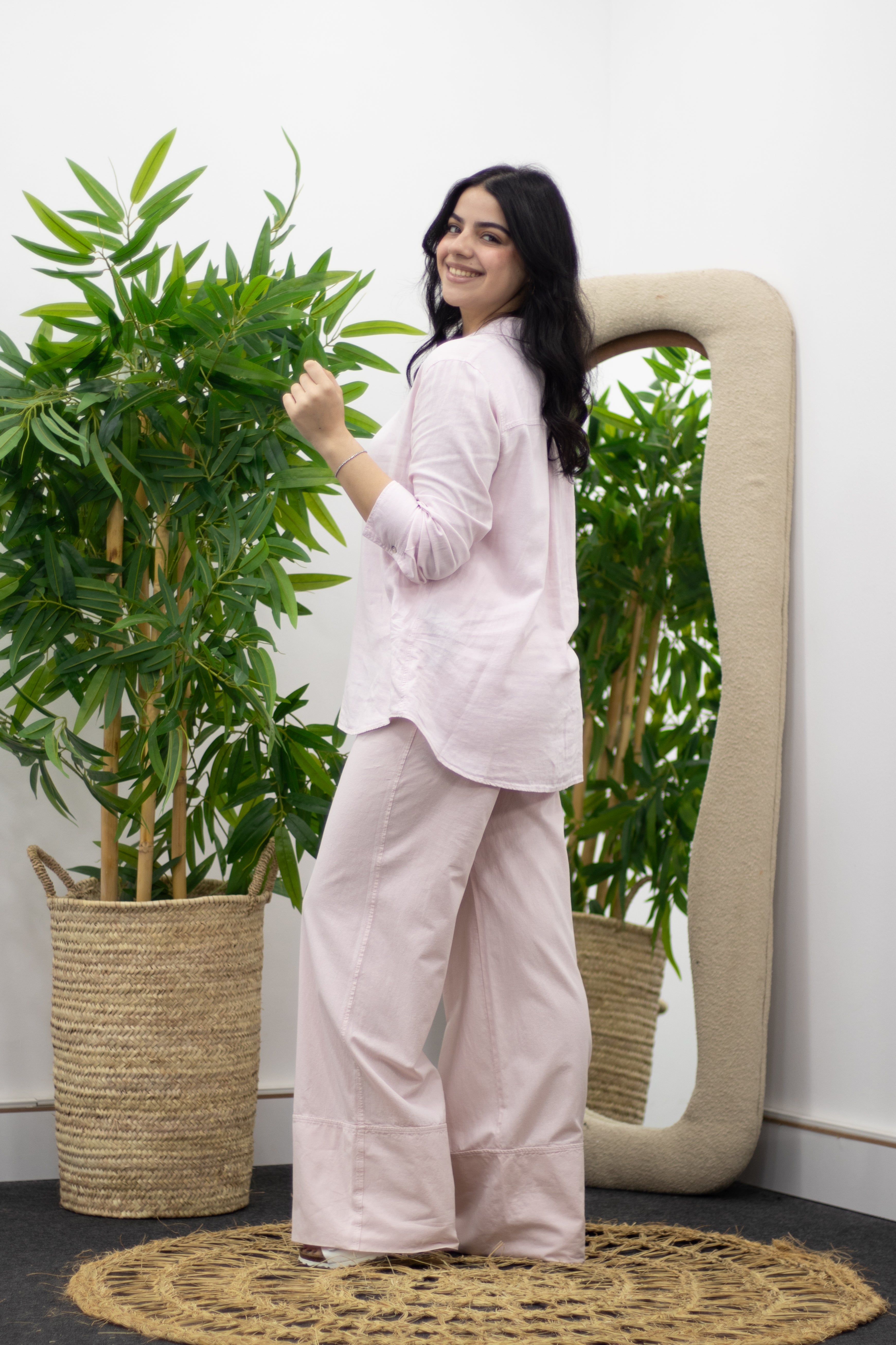 Ensemble en Lin- Rose nude