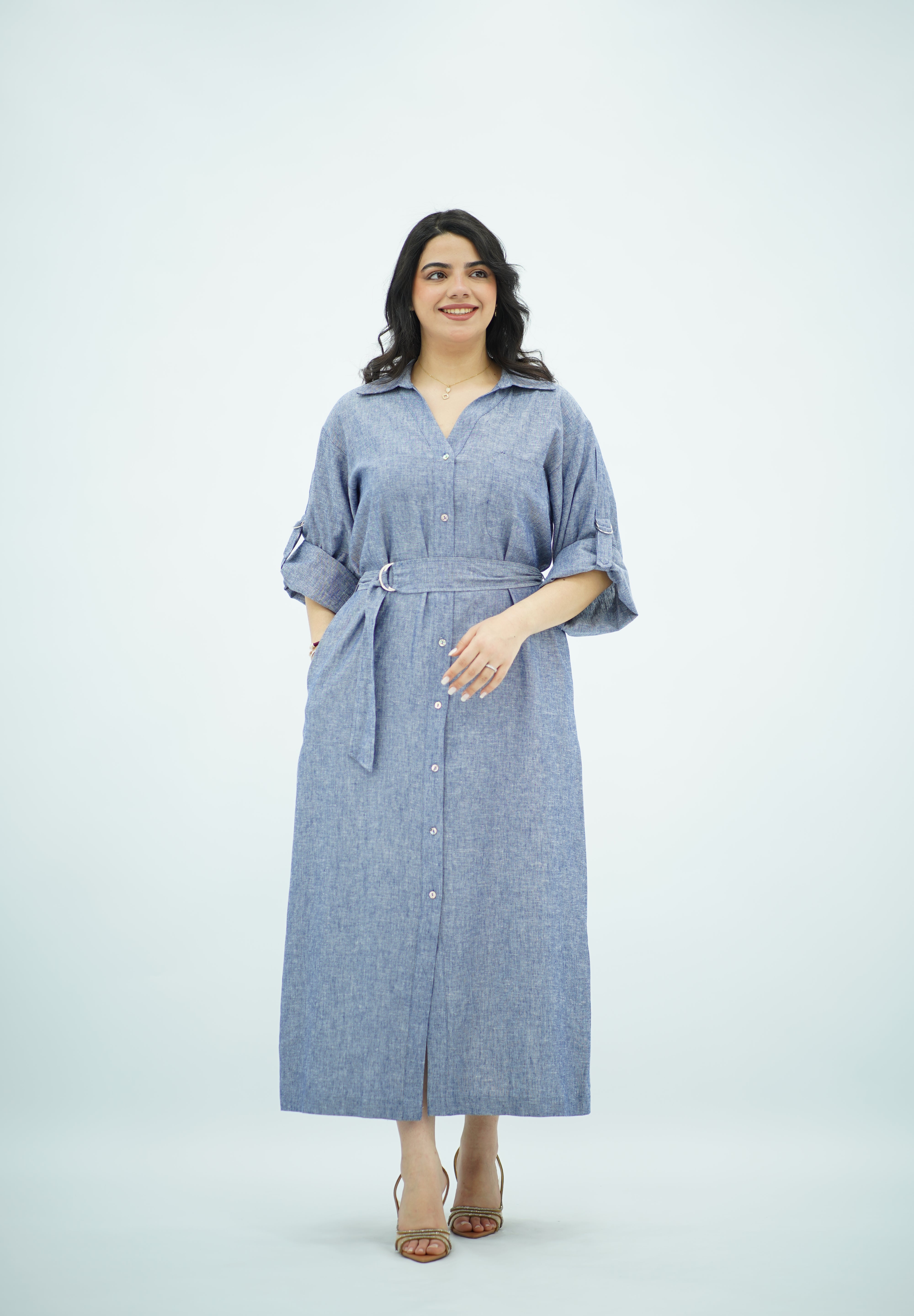Robe Bleu jeans en Lin