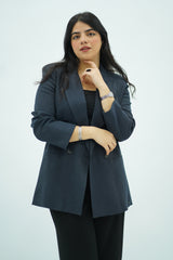 Veste blazer bleu rayée chic