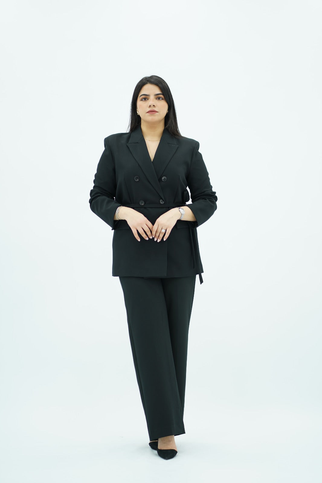 Tailleur Noir Ceinturé