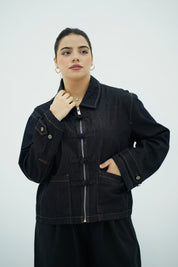 Veste en jean brut à fermeture zippée