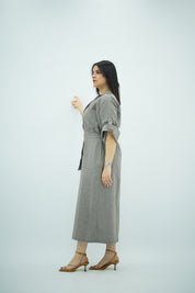 Robe Chemise Midi Gris Anthracite