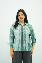 Chemise Oversize en Tie-Dye Vert et Blanc