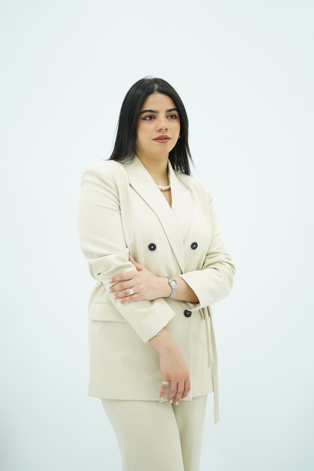 Tailleur Blanc cassé Ceinturé