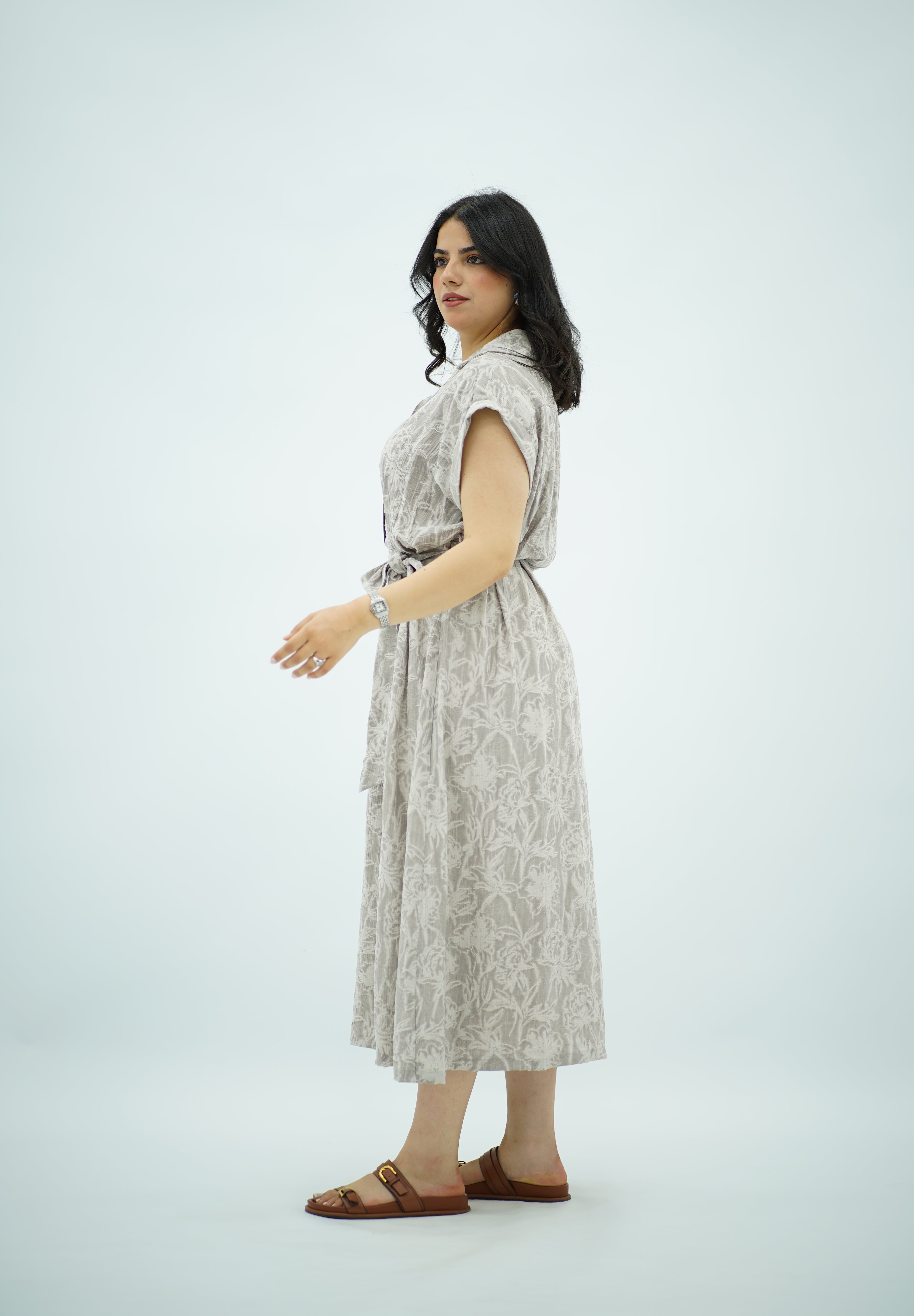 Robe Longue à Imprimé Texturé
