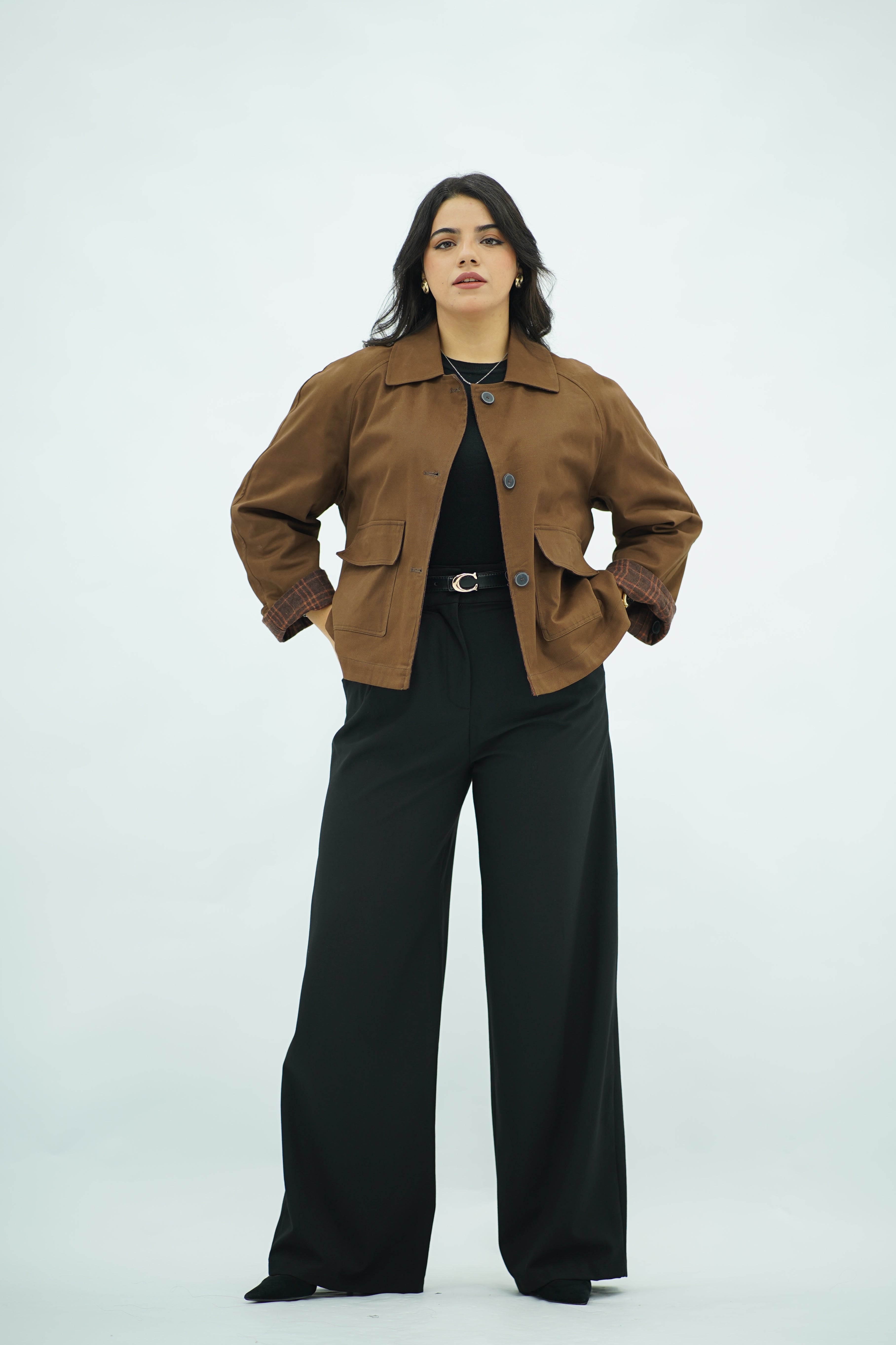 Jacket Double Face Marron & Motifs Carreaux