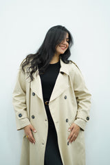 Trench Beige sable long double boutonnage