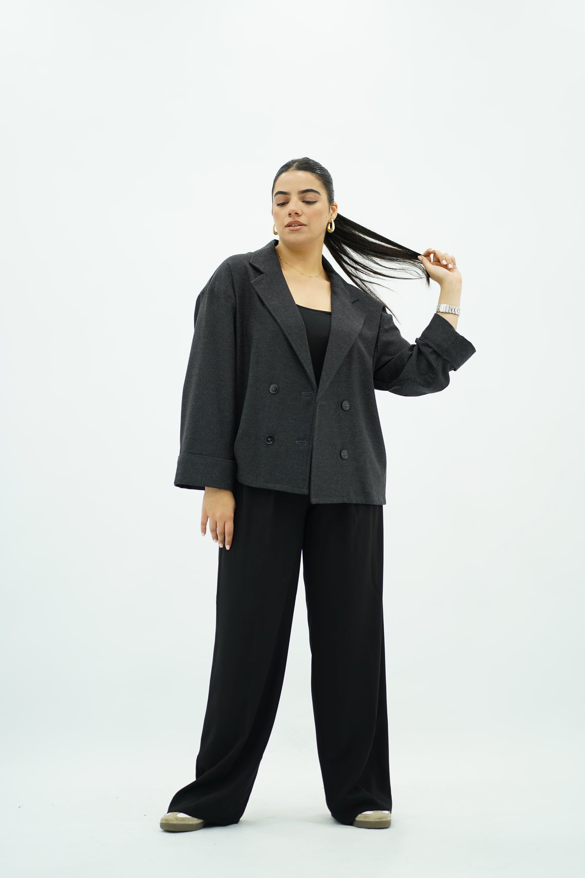 Veste courte oversize Gris