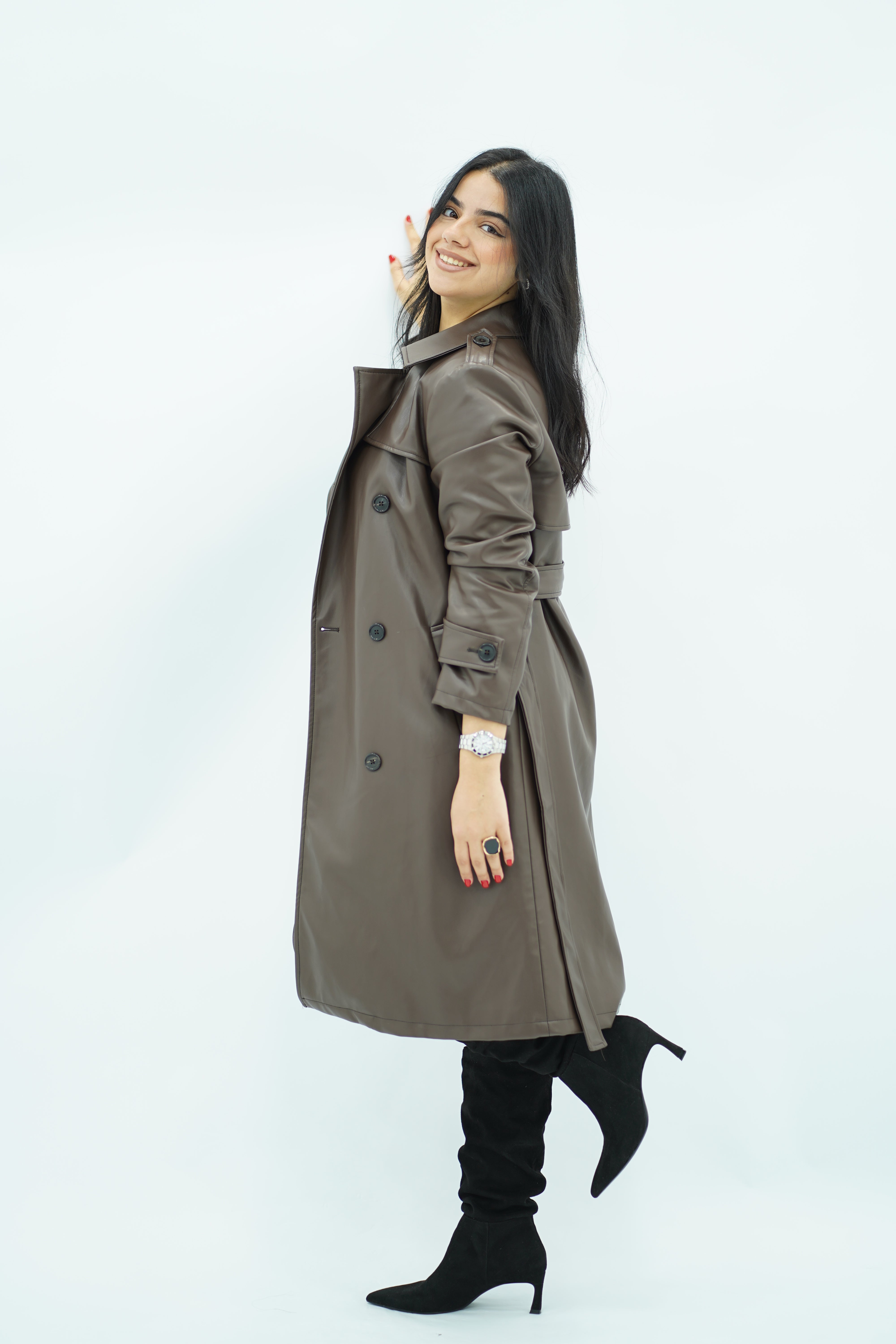 Trench-coat Élégant en Similicuir