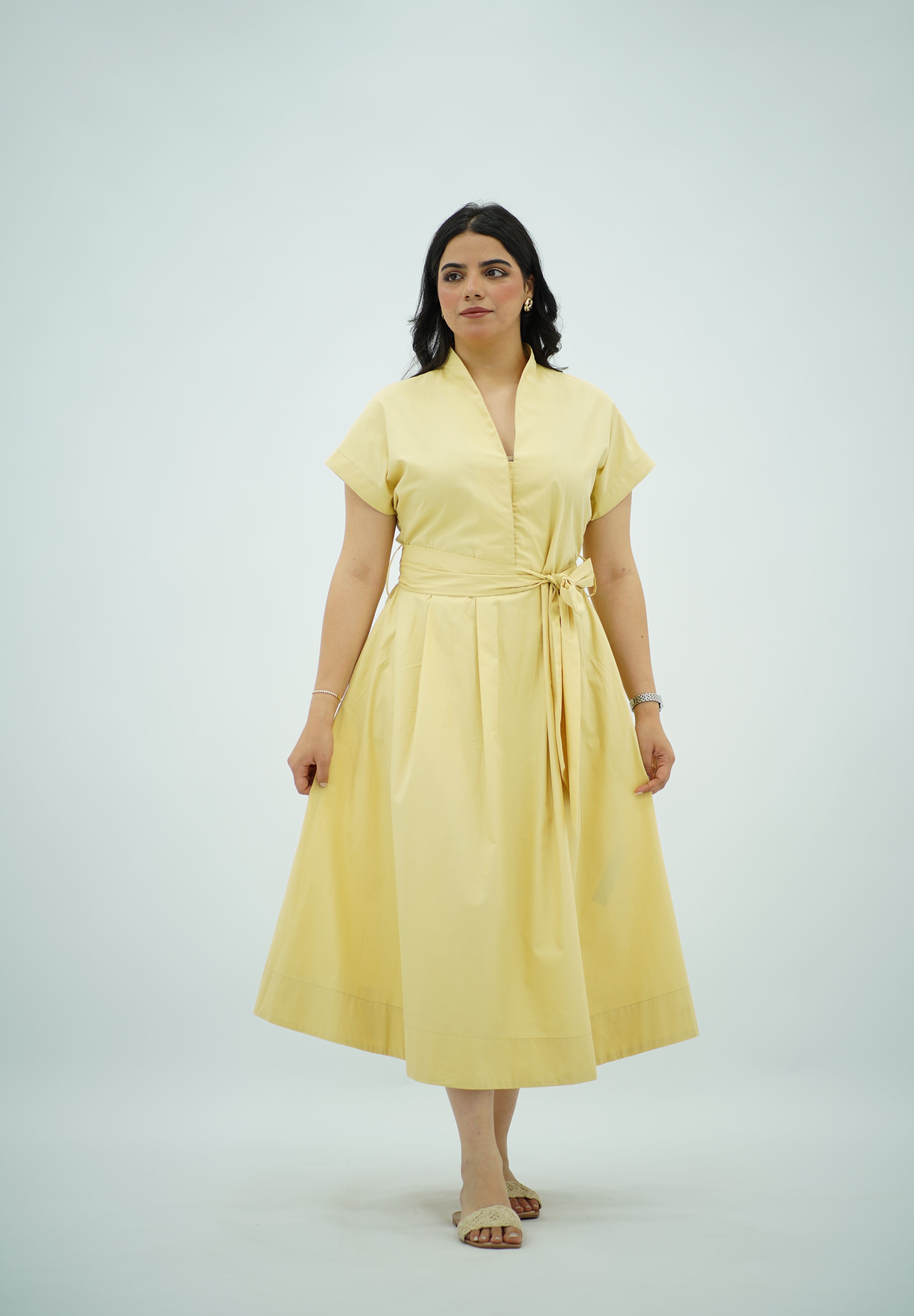 Robe en Popeline Jaune pastel