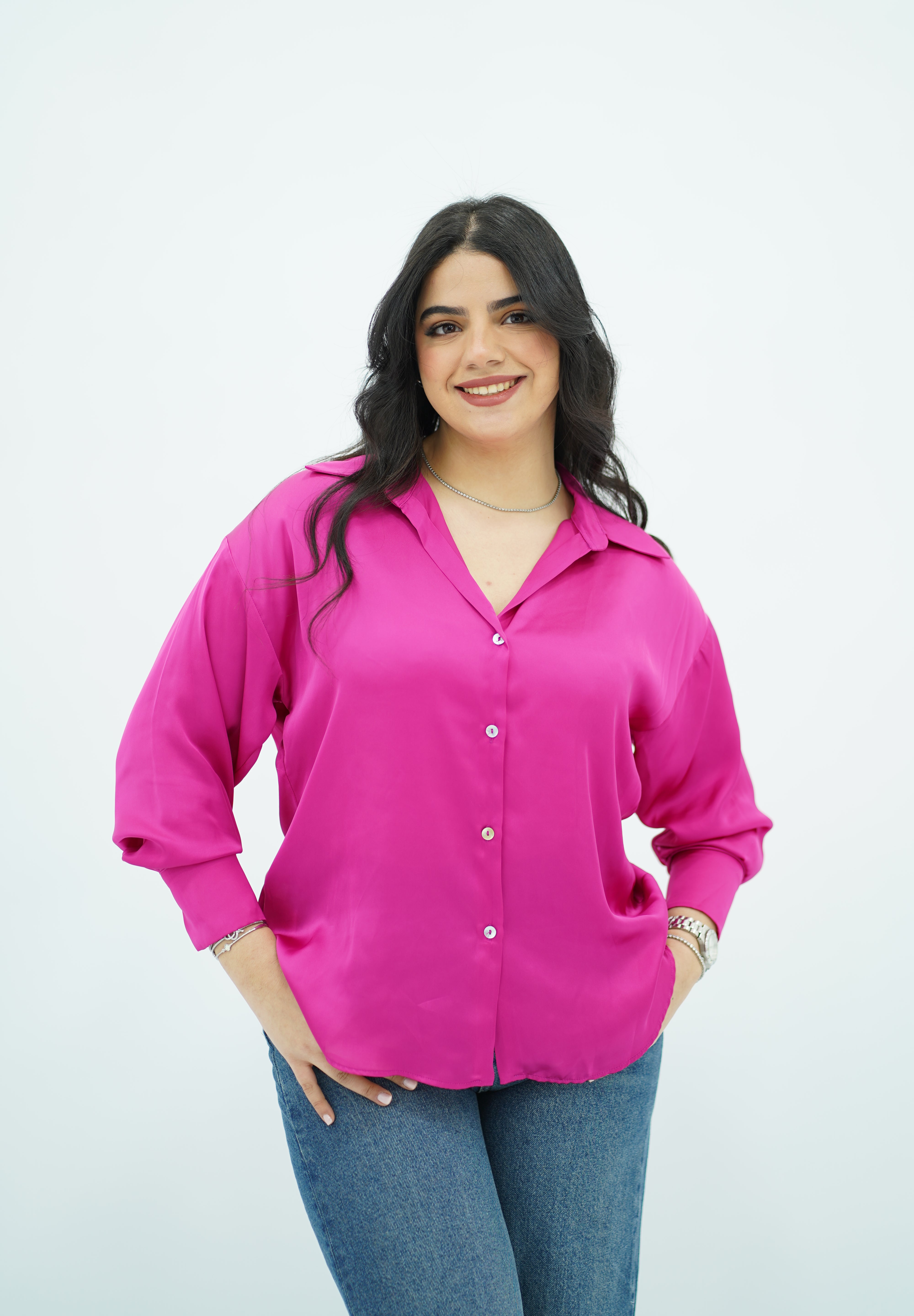 Chemise En satin Rose Fushsia