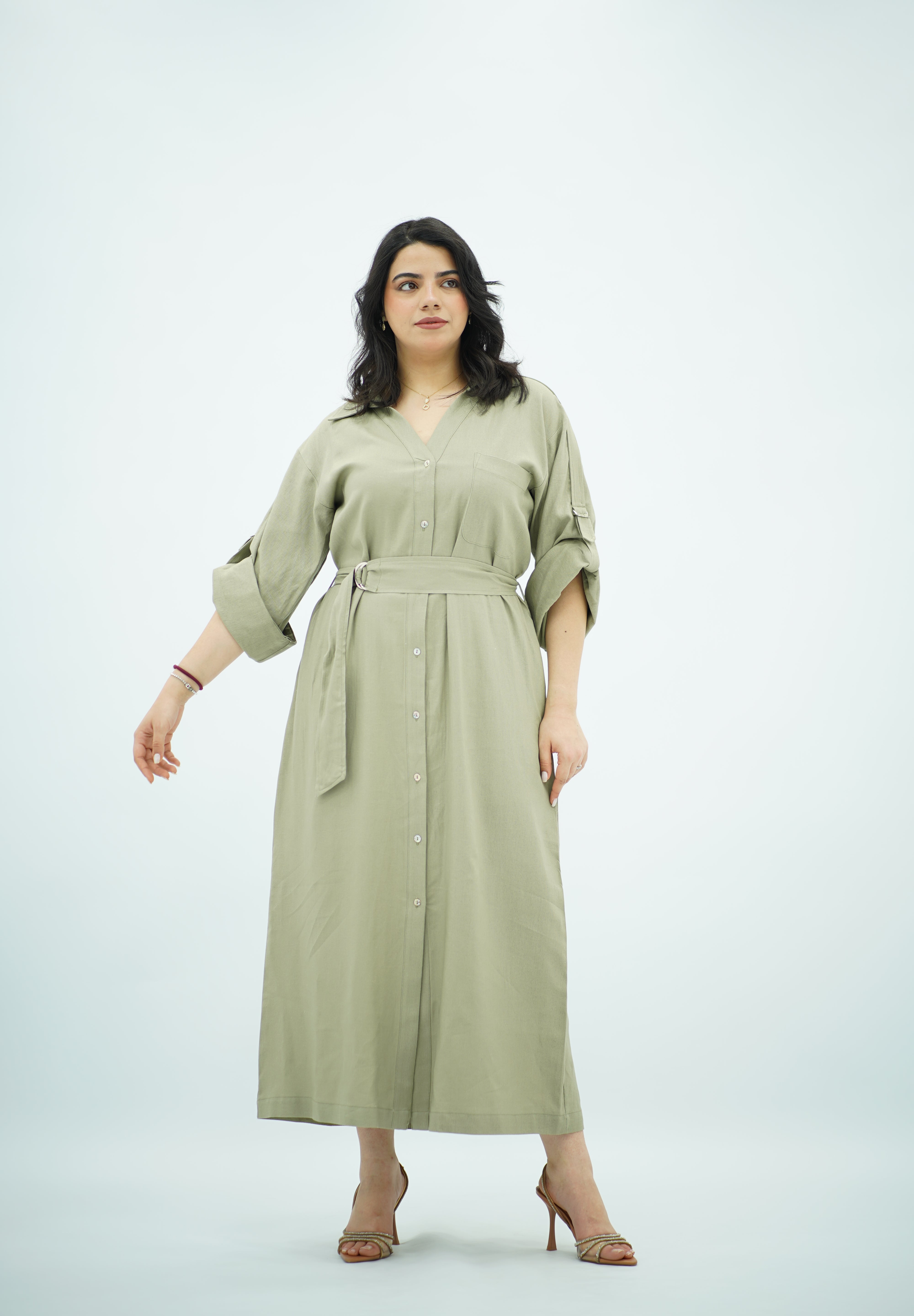 Robe en Lin Vert eau