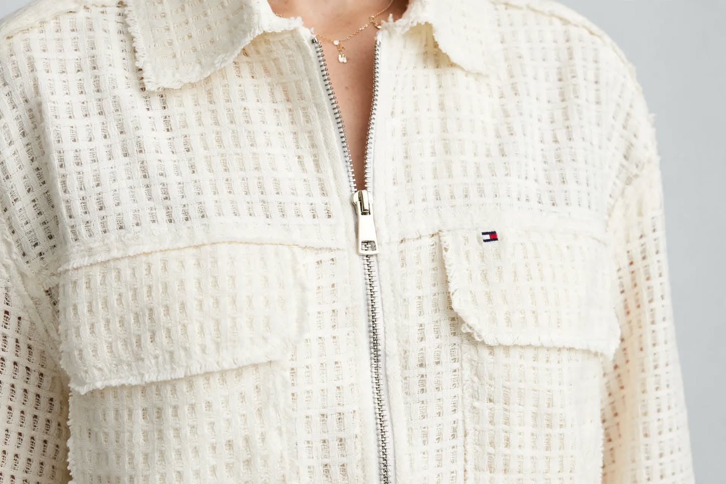 Veste Courte en Tweed Ecru
