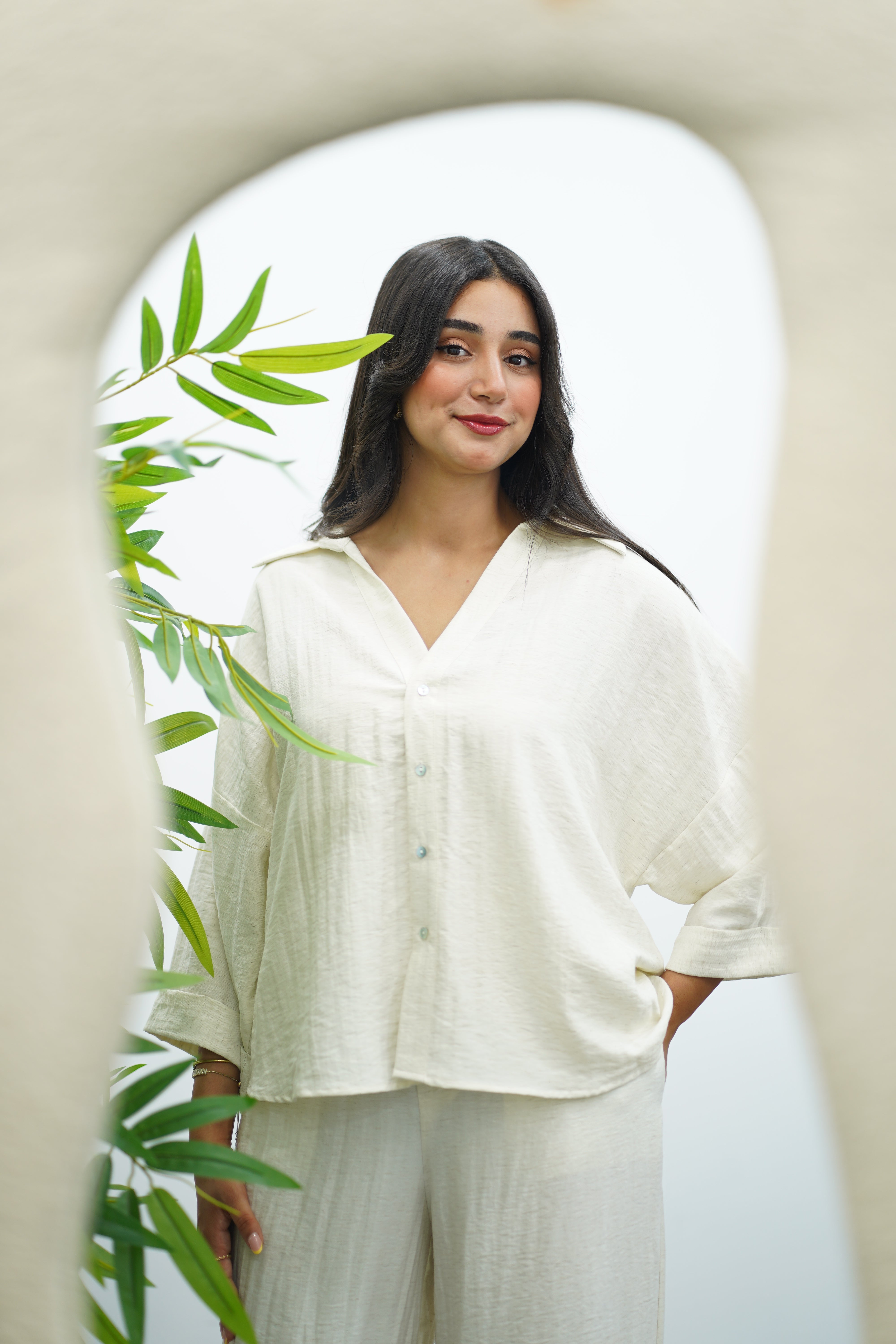 Ensemble Blanc cassé En crêpe