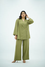 Ensemble Croisé en lin Vert olive