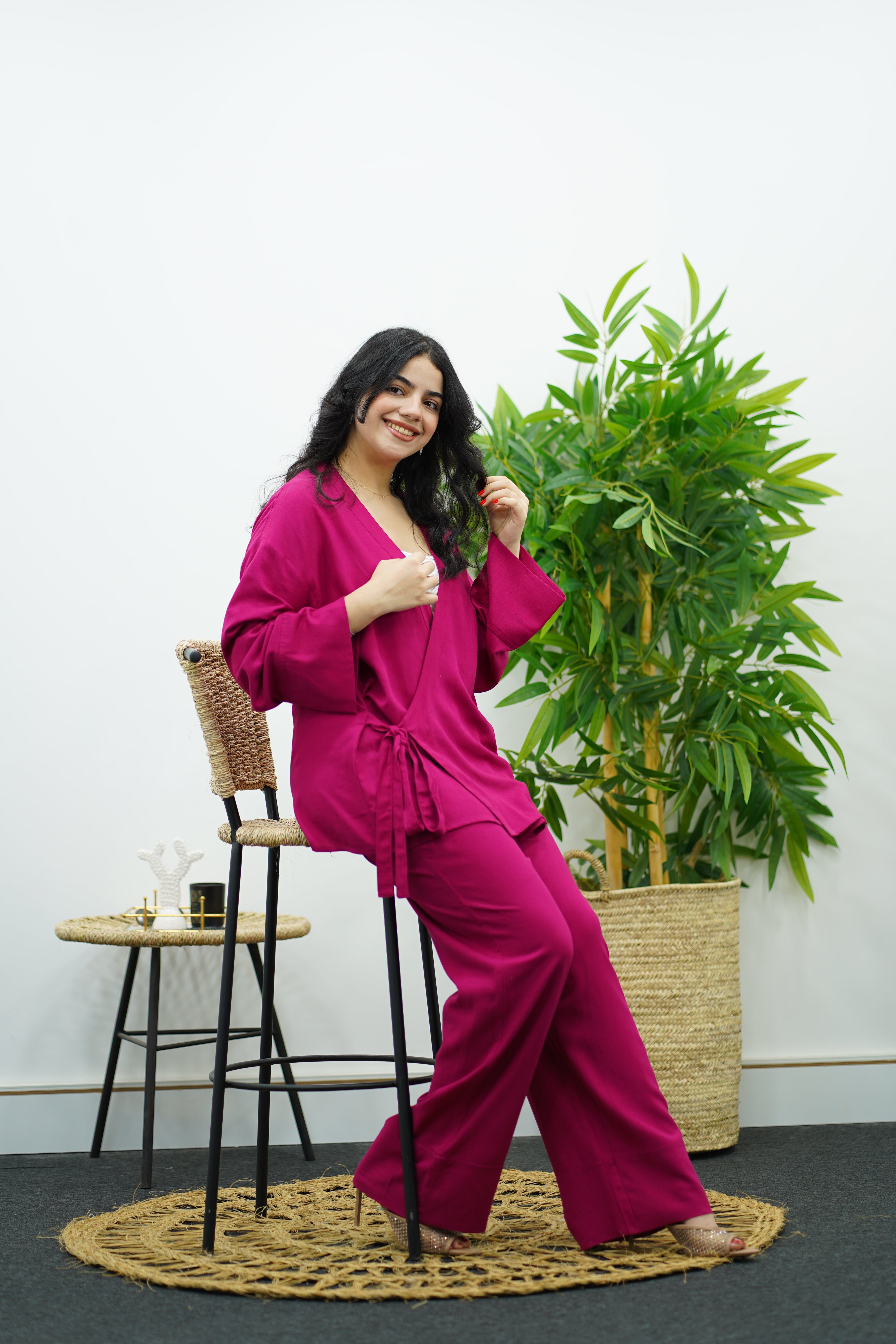 Ensemble en Lin - Rose Fuchsia