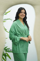 Ensemble fluide en lin style kimono