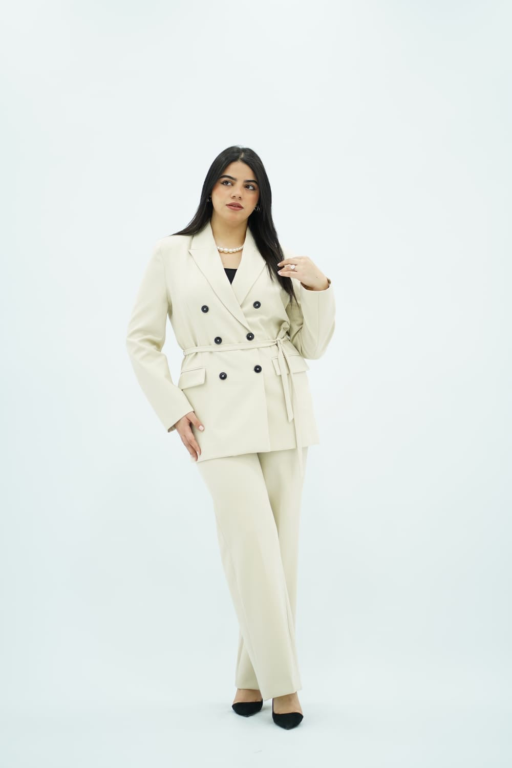 Tailleur Blanc cassé Ceinturé