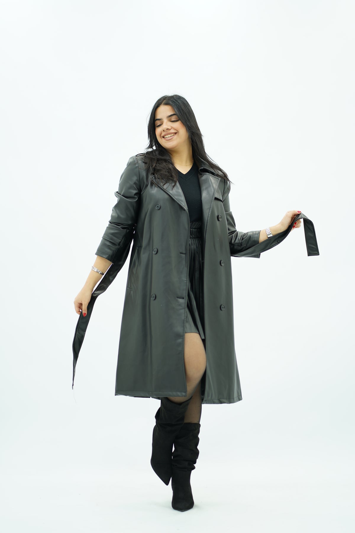 Trench Noir en similicuir