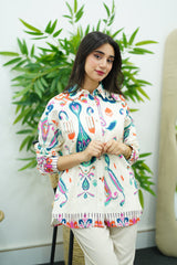 Chemise en Lin à Motifs Ikat