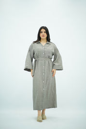 Robe Gris Longue En lin