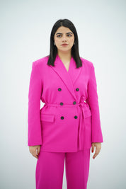 Tailleur Fuchsia Vif Ceinturé