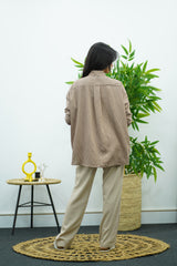 Chemise oversize à rayures marron