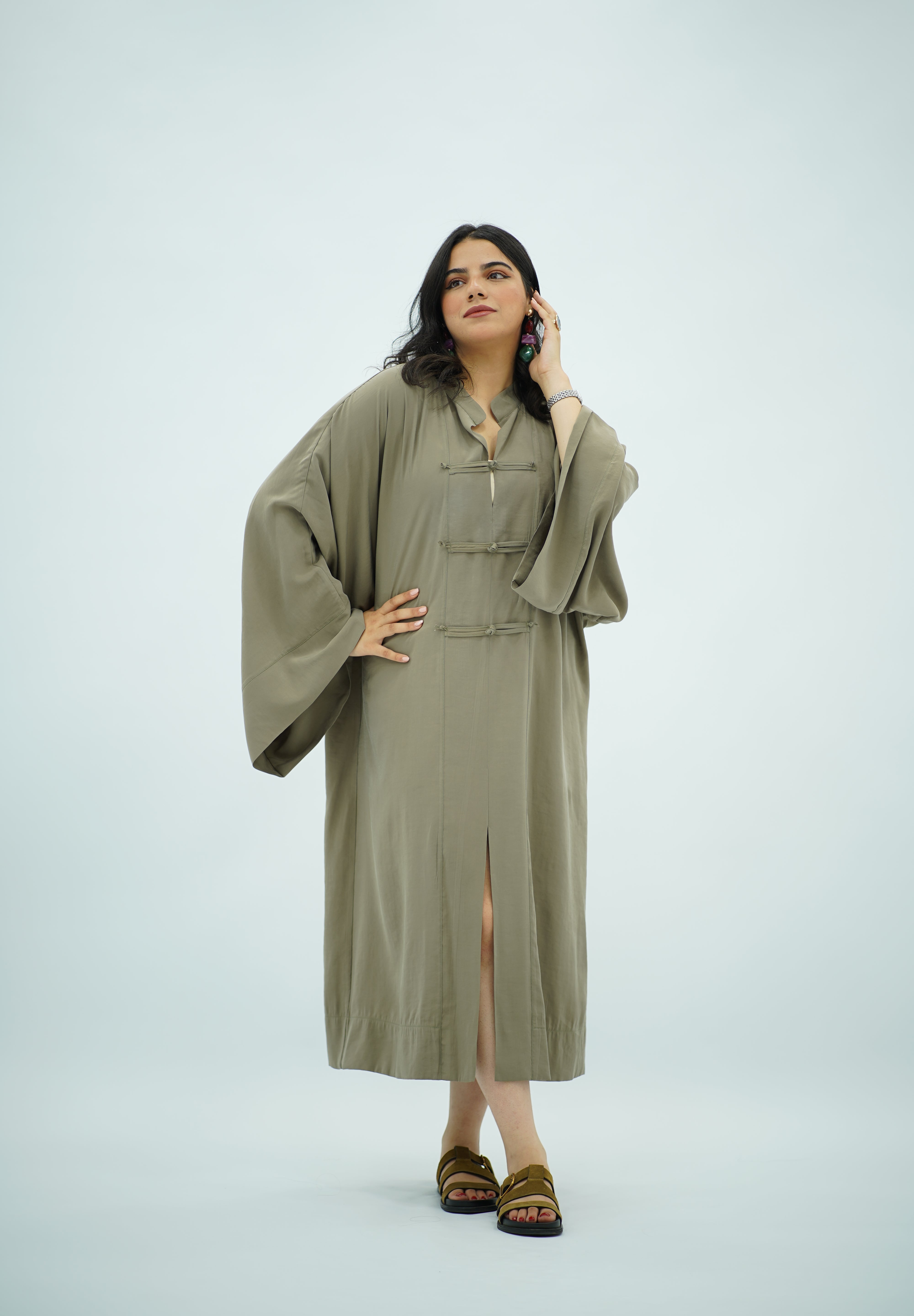 Gandoura en Tencel Vert Kaki