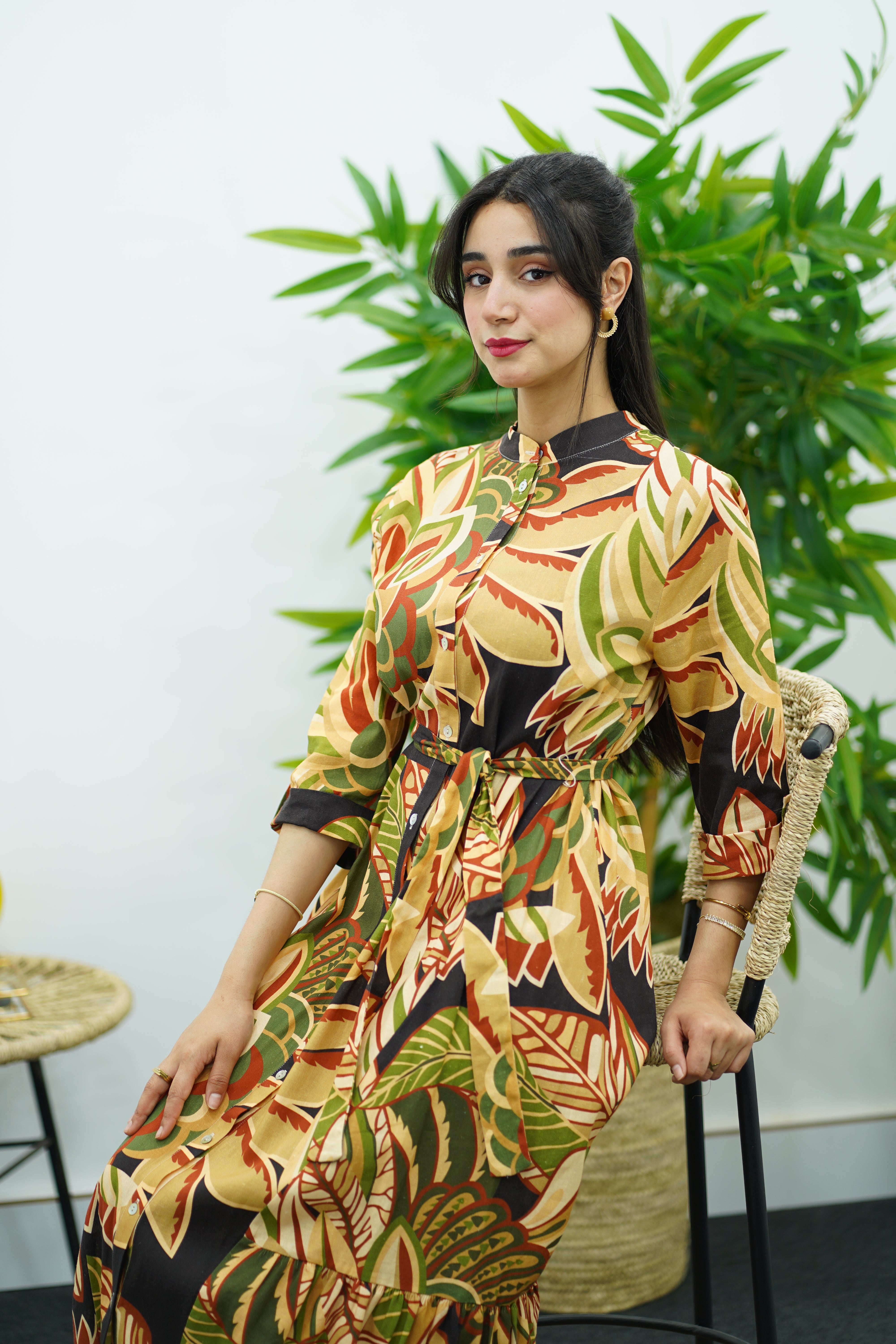 Robe Imprimée avec Ceinture – Élégance Naturelle