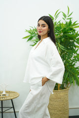 Ensemble en lin blanc