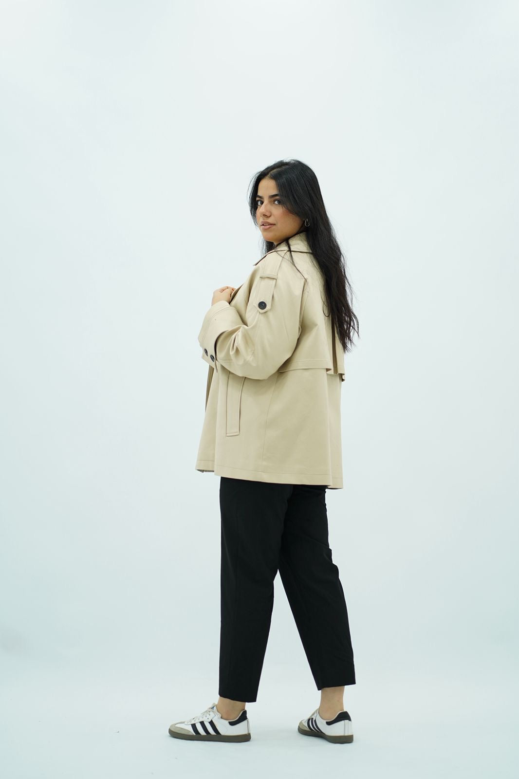 Mini trench beige à double boutonnage