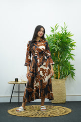 Robe fluide imprimé feuillage