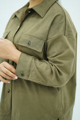 Surchemise Vert Kaki en Faux Daim