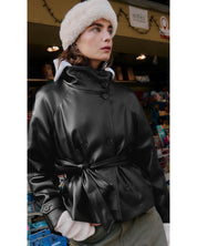 TRENSH COL MANTANT SIMILICUIR - NOIR