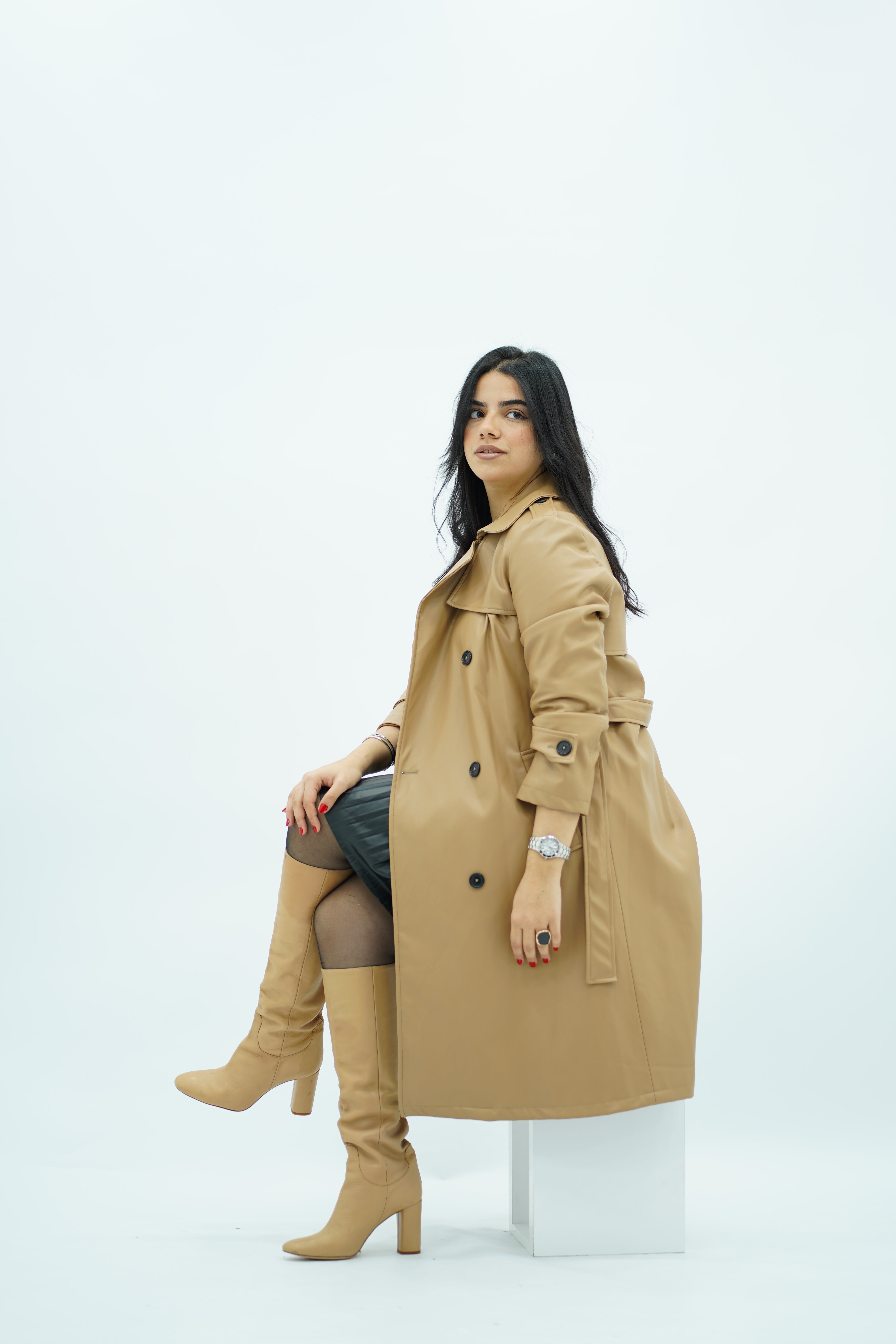 Trench coat en similicuir